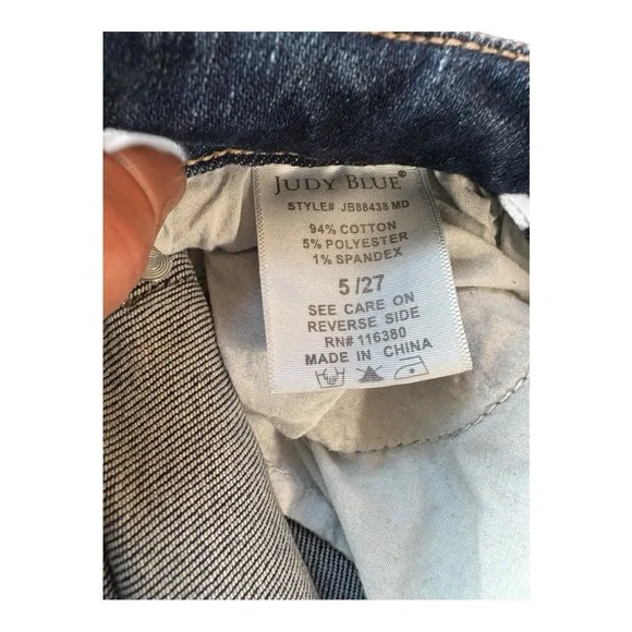 Judy Blue Dark Wash Distressed Skinny Jeans - Picture 7 of 7